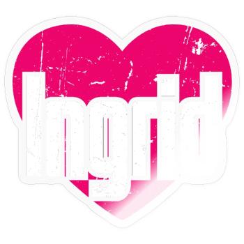 I Love Ingrid Pinkes Herz Ich liebe Ingrid - Sticker Größe S (10 x 10 cm) - Transparent glänzend - Vorne