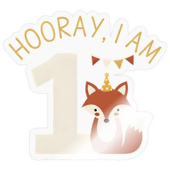 Hooray I'm 1 Sweet Fox Birthday - Sticker size S (10 x 10 cm) - transparent glossy - Front