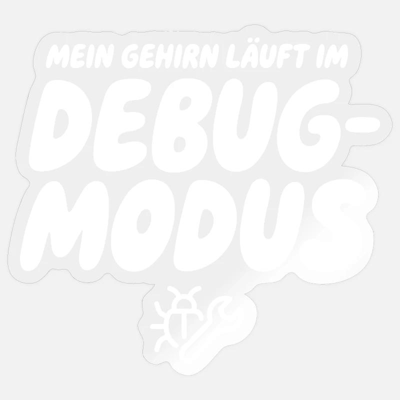 Gehirn im Debug-Modus – Humor Grafik - Sticker Größe S (10 x 10 cm) - Transparent glänzend
