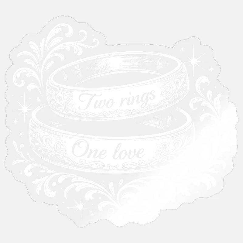 Zwei Ringe Eine Liebe - Sticker Größe S (10 x 10 cm) - Transparent glänzend