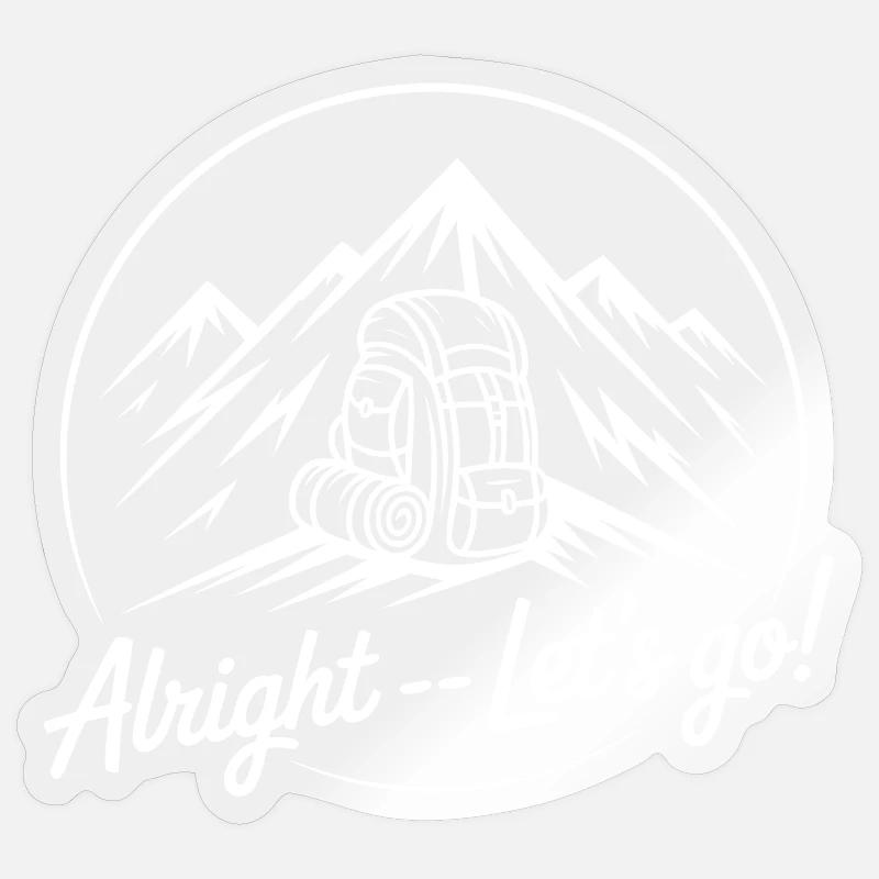 Mountain adventure with backpack - Sticker size S (10 x 10 cm) - transparent glossy