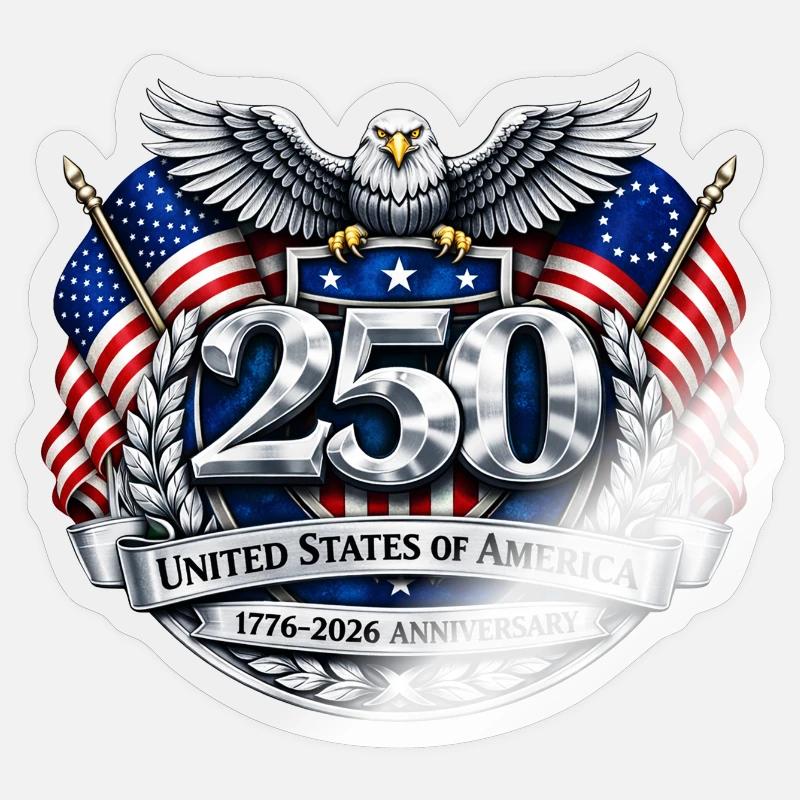 US 250th Anniversary Emblem - Sticker size S (10 x 10 cm) - transparent glossy
