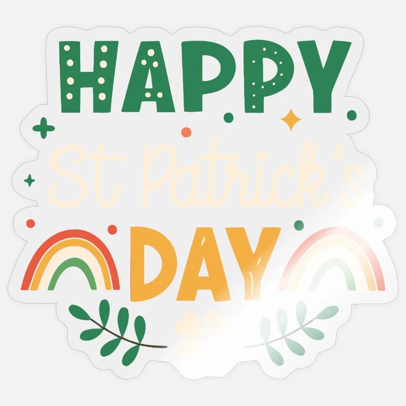 Joyeux Saint Patrick Arc-en-Ciel - Sticker taille S (10 x 10 cm) - brillant transparent