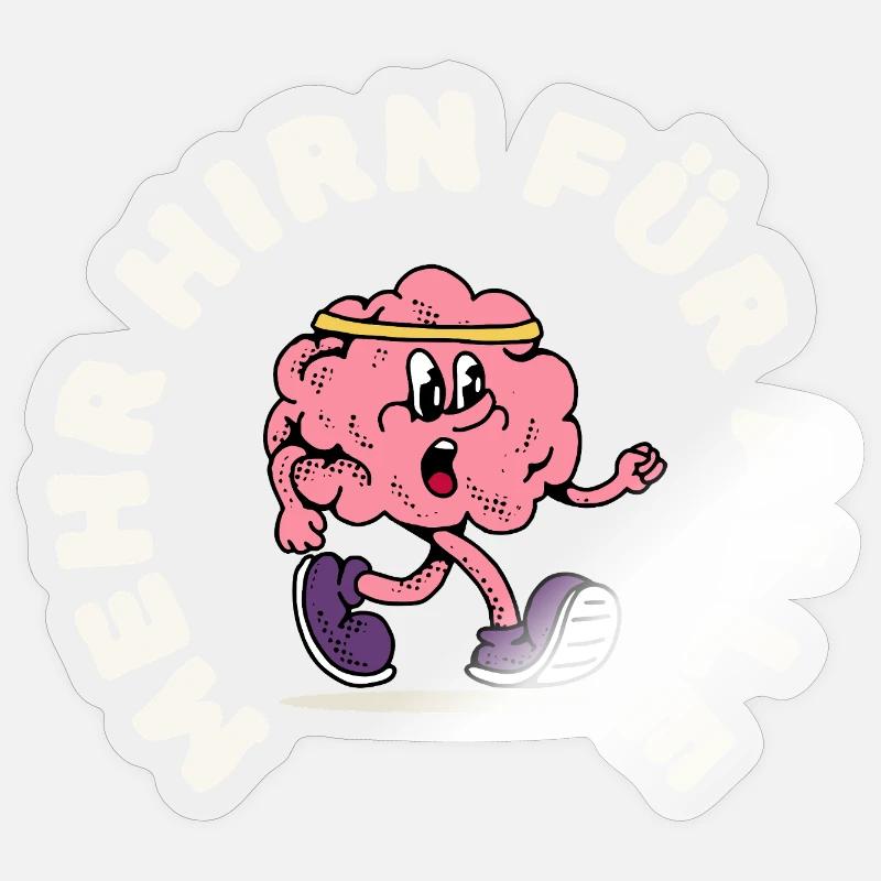 Running Brain with Headband - Sticker size S (10 x 10 cm) - transparent glossy