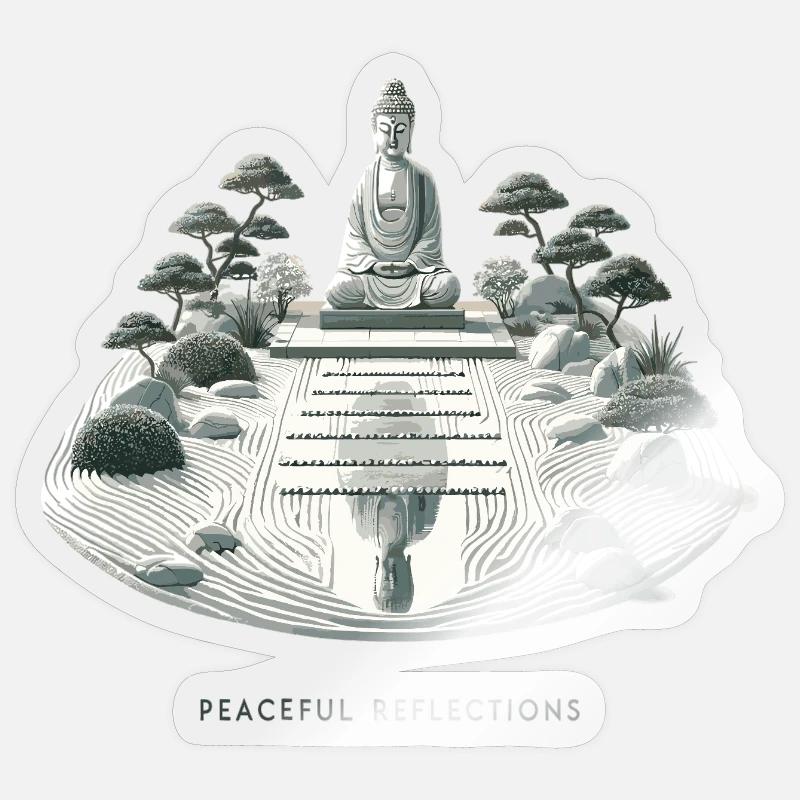 Stille Reflektionen ZenGarten - Sticker Größe S (10 x 10 cm) - Transparent glänzend