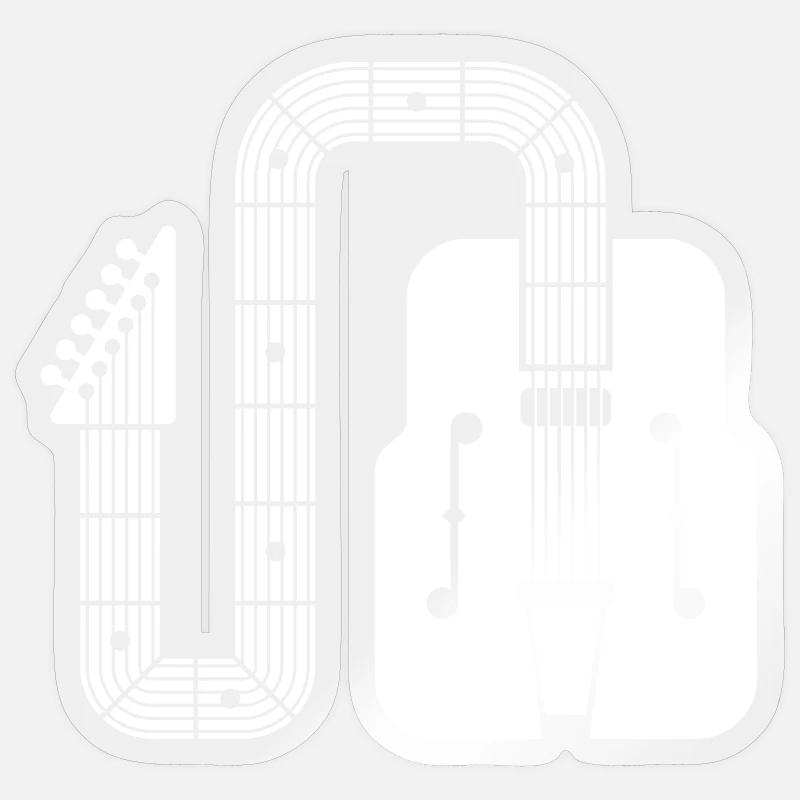 Forme abstraite Guitare rétro - Sticker taille S (10 x 10 cm) - brillant transparent