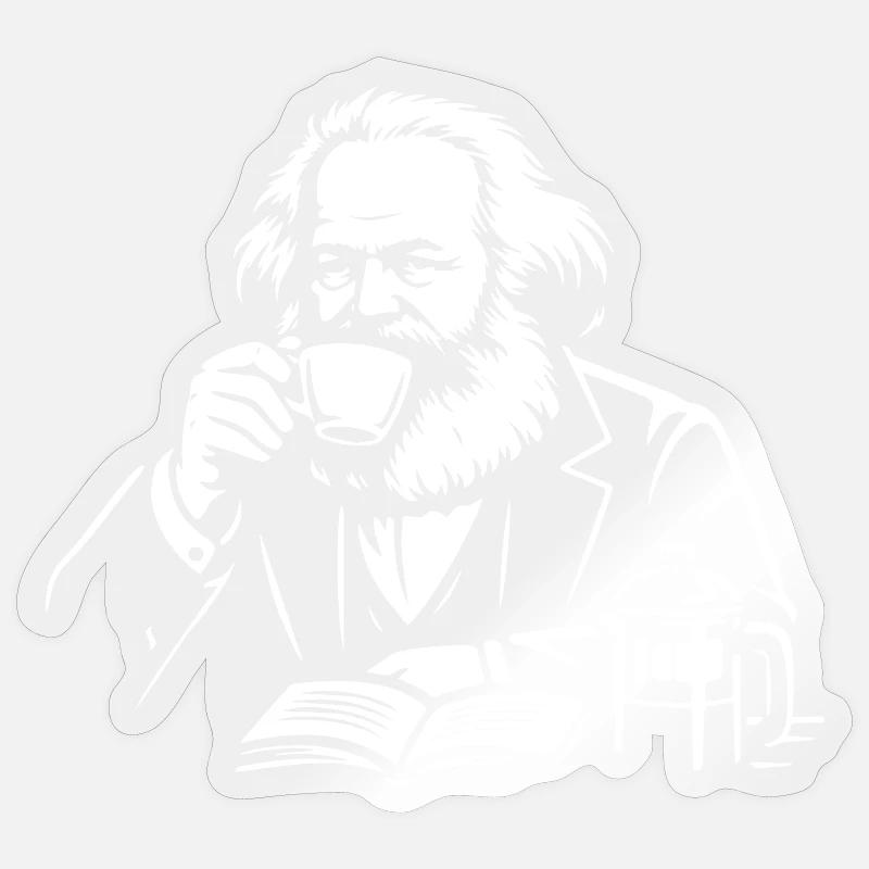 Karl Marx Kaffee-Moment - Sticker Größe S (10 x 10 cm) - Transparent glänzend