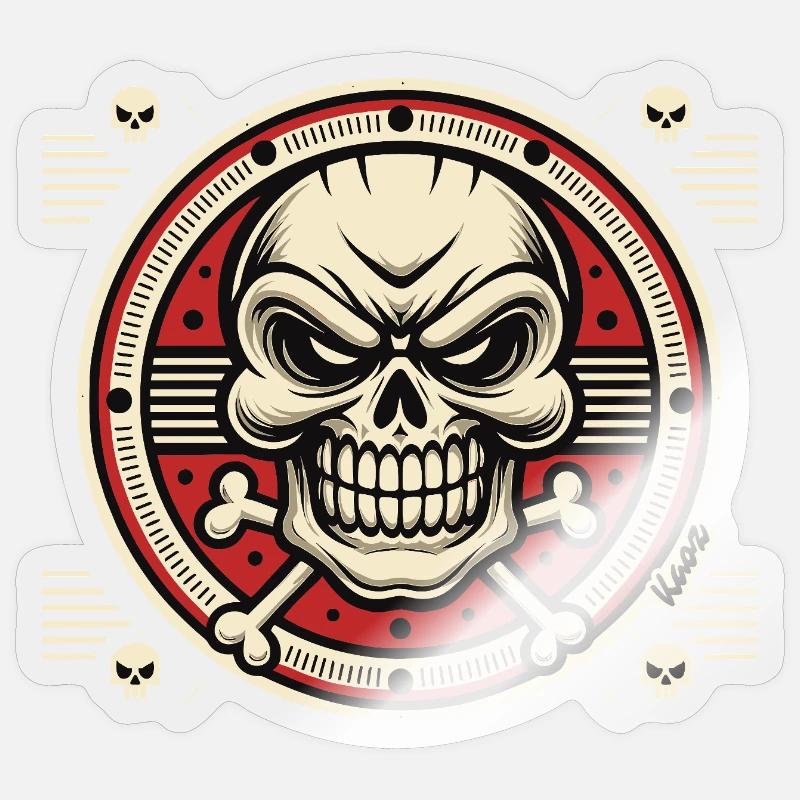 Skull Emblem with Crossed Bones - Sticker size S (10 x 10 cm) - transparent glossy