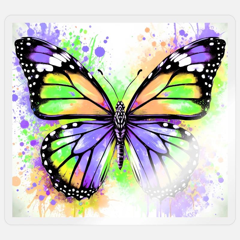 papillon - Sticker taille S (10 x 10 cm) - brillant transparent