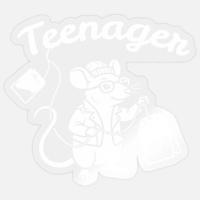 Adolescent Souris Scientifique - Sticker taille S (10 x 10 cm) - brillant transparent