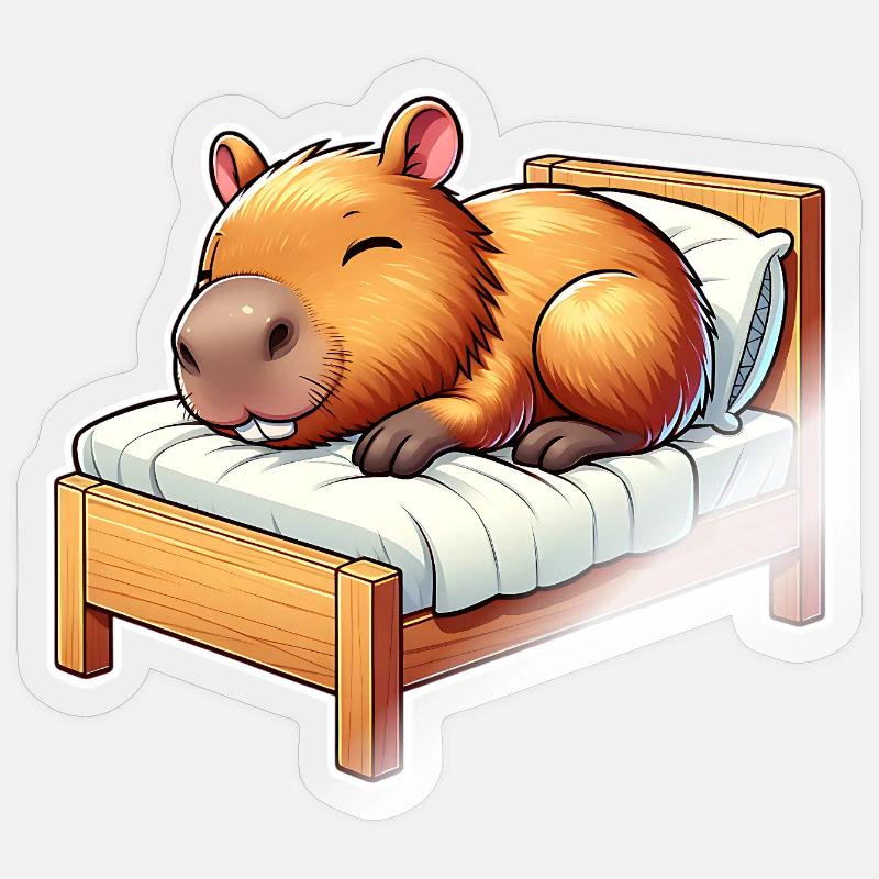 Capybara Schlafen - Sticker Größe S (10 x 10 cm) - Transparent glänzend