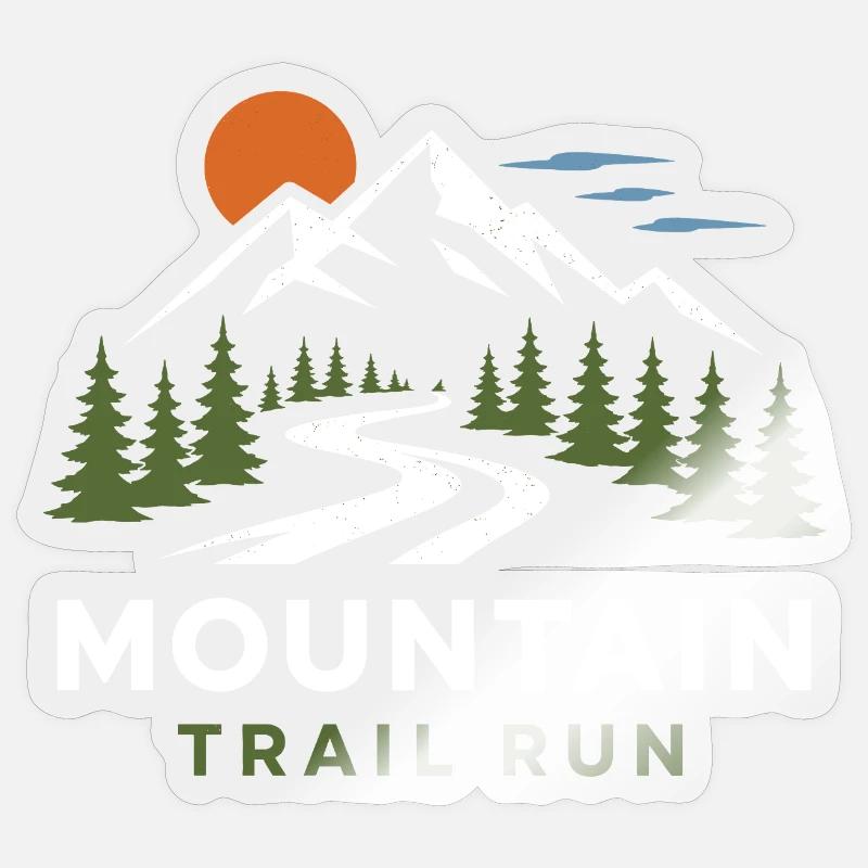 Course de montagne - Sticker taille S (10 x 10 cm) - brillant transparent