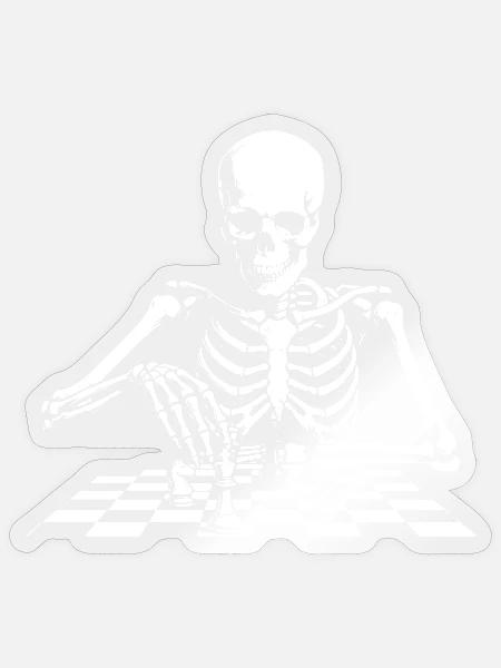 Skelett spielt Schach - Sticker Größe S (10 x 10 cm) - Transparent glänzend