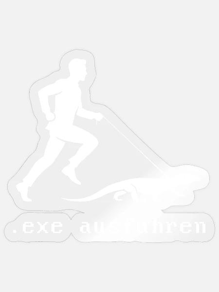 .exe ausführen Coder IT Informatik Wortwitz - Sticker Größe S (10 x 10 cm) - Transparent glänzend