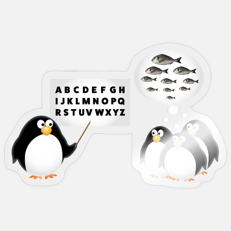 École - Pingouin - Sticker taille S (10 x 10 cm) - brillant transparent