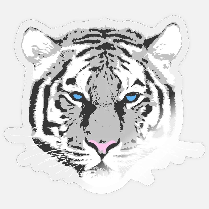 White Tiger - Sticker size S (10 x 10 cm) - transparent glossy