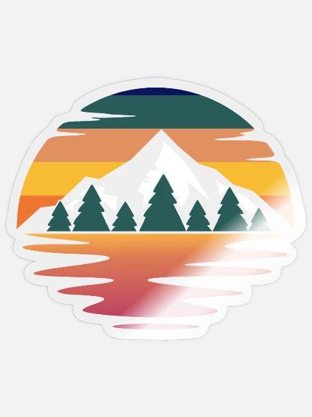 Berg in Farbe - Sticker Größe S (10 x 10 cm) - Transparent glänzend