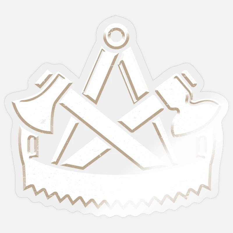 Cool charpentier guilde symbole 3D look grunge - Sticker taille S (10 x 10 cm) - brillant transparent