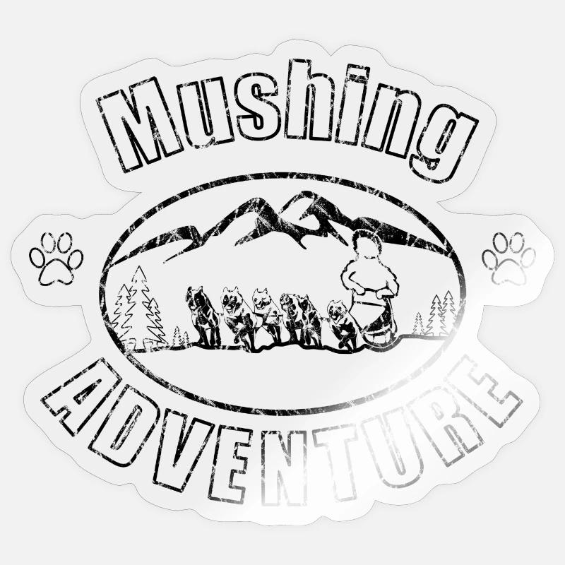 Sled dog handler mushing Sticker size S (10 x 10 cm)