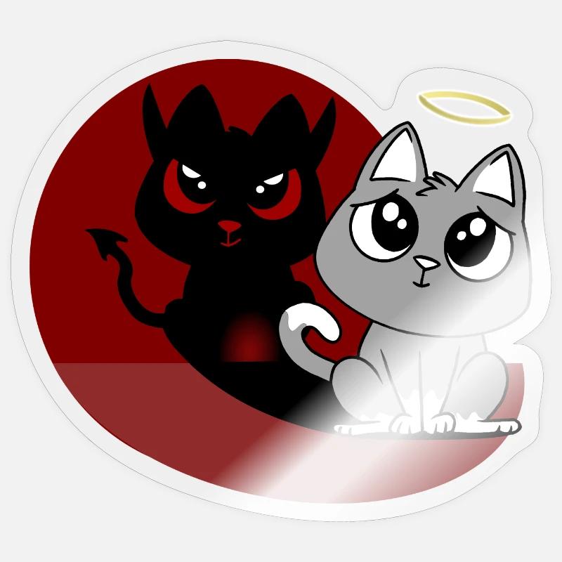 What? I Was's Not - Devil Angel Evil Cat Sticker size S (10 x 10 cm)