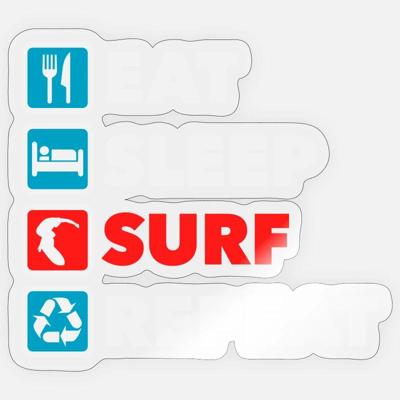 Eat Sleep Surf Repeat - Sticker size S (10 x 10 cm) - transparent glossy