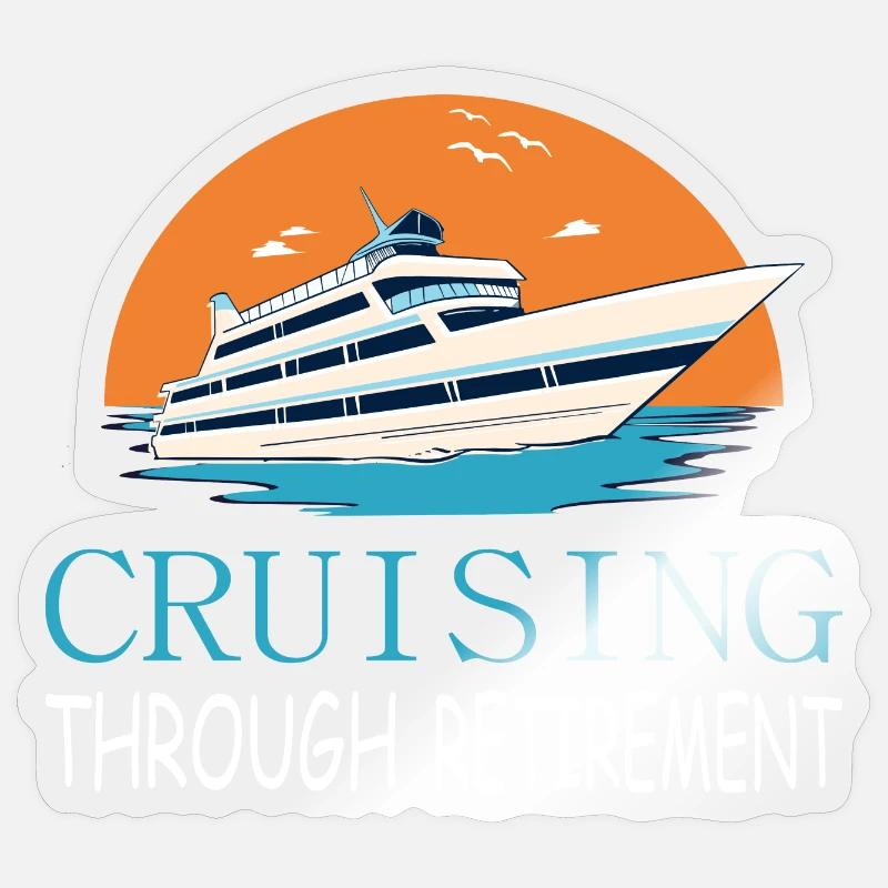 Croisière jusqu’à la retraite - Sticker taille S (10 x 10 cm) - brillant transparent