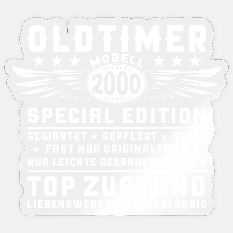 Oldtimer Jahrgang 2000 22. Geburtstag Geschenk Fun - Sticker Größe S (10 x 10 cm) - Transparent glänzend