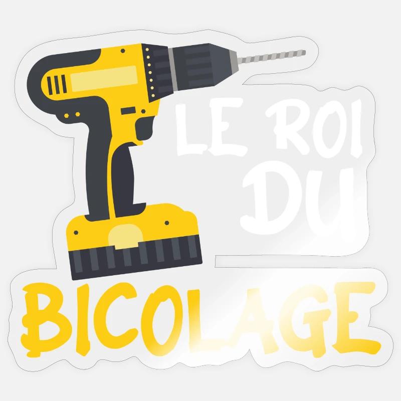 Le Roi Du Bricolage C'est Papy Bricoleur - Sticker taille S (10 x 10 cm) - brillant transparent