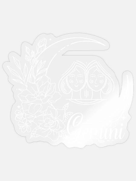 Zwillinge Mond Blumen-Duo - Sticker Größe S (10 x 10 cm) - Transparent glänzend