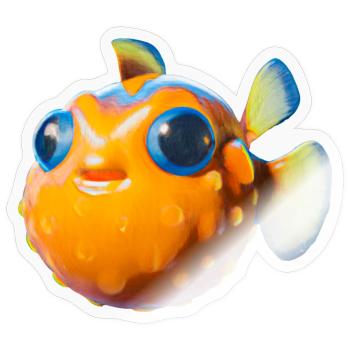 Poisson-globe sucré - Sticker taille S (10 x 10 cm) - brillant transparent - Devant
