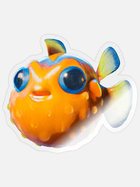 Süßer Kugelfisch - Sticker Größe S (10 x 10 cm) - Transparent glänzend
