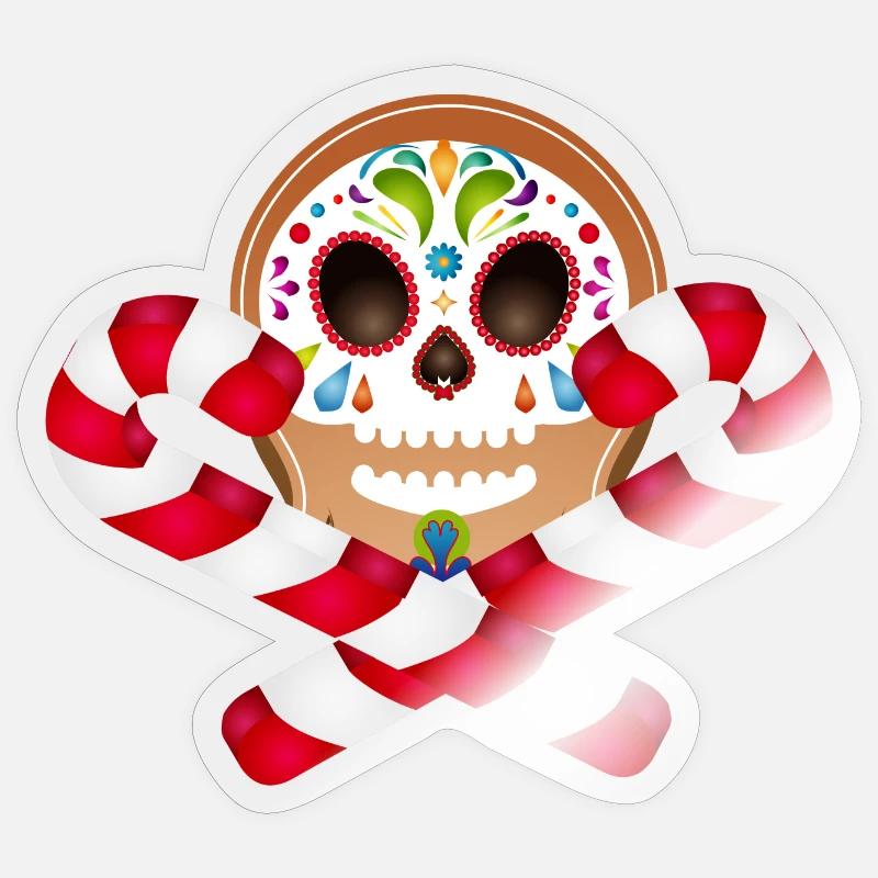 Gingerbread Man Sugar Skull Decor pour Noël Sticker taille S (10 x 10 cm)