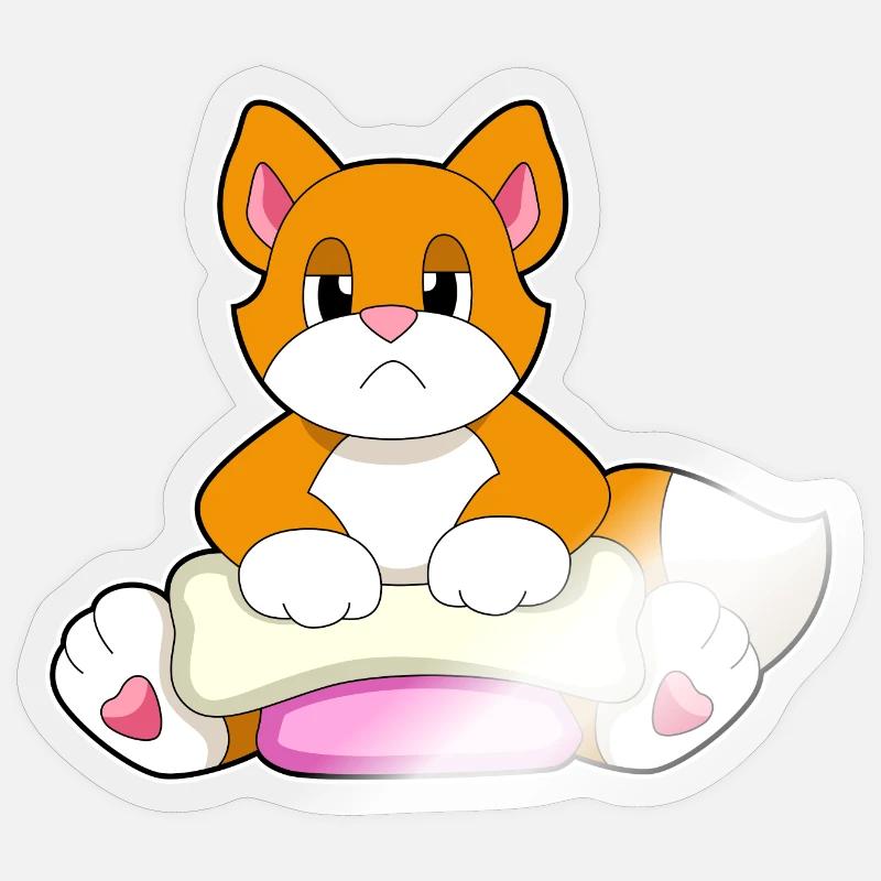 Os de chat - Sticker taille S (10 x 10 cm) - brillant transparent