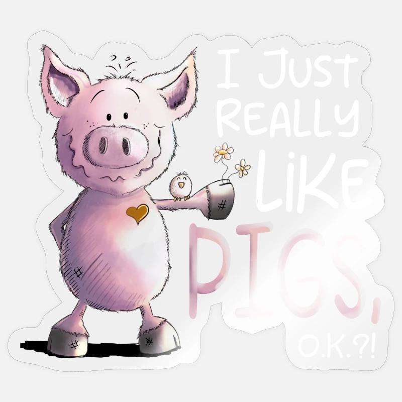 J’aime vraiment les cochons cochon - Sticker taille S (10 x 10 cm) - brillant transparent