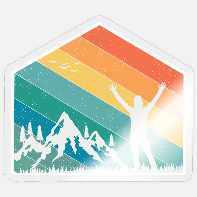 Mountains Silhouette Rainbow - Sticker size S (10 x 10 cm) - transparent glossy