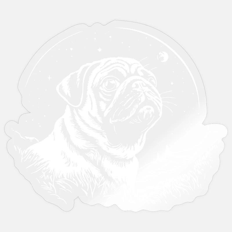 Mopsunterm Sternenhimmel 2 Sticker Größe S (10 x 10 cm)