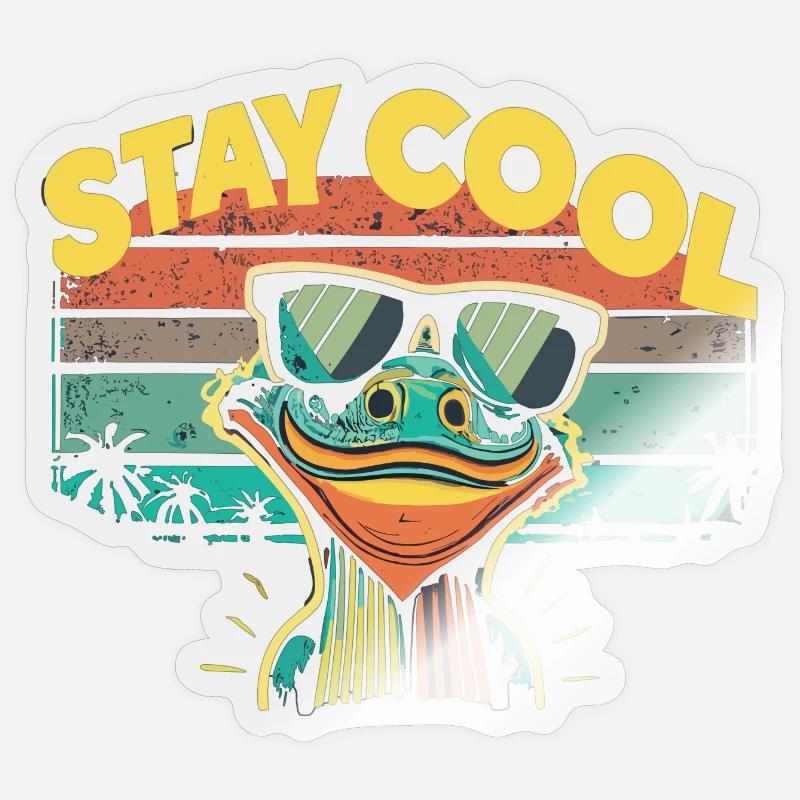 Retro lizard with sunglasses - Sticker size S (10 x 10 cm) - transparent glossy