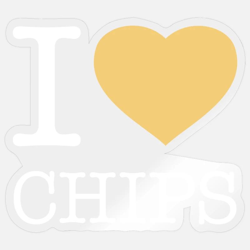 I LOVE CHIPS - Sticker Größe S (10 x 10 cm) - Transparent glänzend