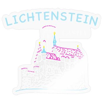 Lichtenstein Castle, Germany, Hand Drawing - Sticker size S (10 x 10 cm) - transparent glossy - Front