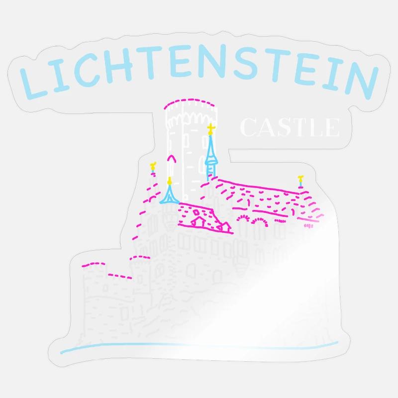 Lichtenstein Castle, Germany, Hand Drawing Sticker size S (10 x 10 cm)