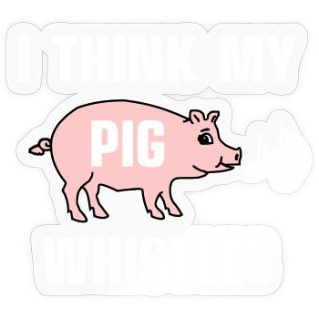 Je pense que mon cochon siffle - Sticker taille S (10 x 10 cm) - brillant transparent - Devant
