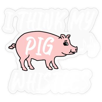 Je pense que mon cochon siffle - Sticker taille S (10 x 10 cm) - brillant transparent - Devant