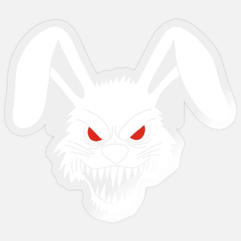 Lapin blanc démoniaque - Sticker taille S (10 x 10 cm) - brillant transparent