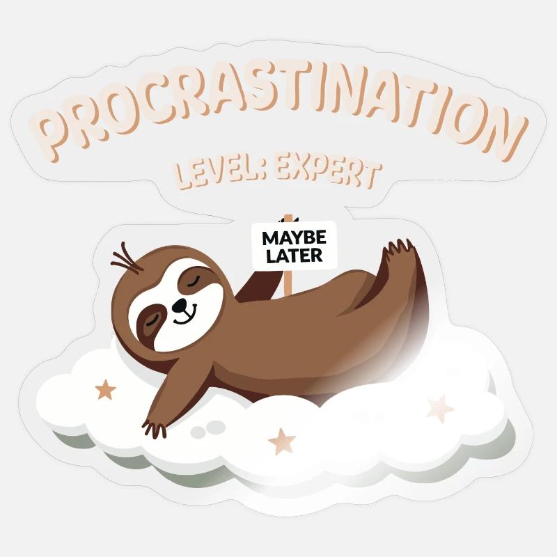 Procrastination Level Expert Design - Sticker size S (10 x 10 cm) - transparent glossy
