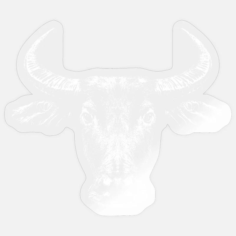 Buffle d’eau / Bubalus Arnee / Blanc Sticker taille S (10 x 10 cm)