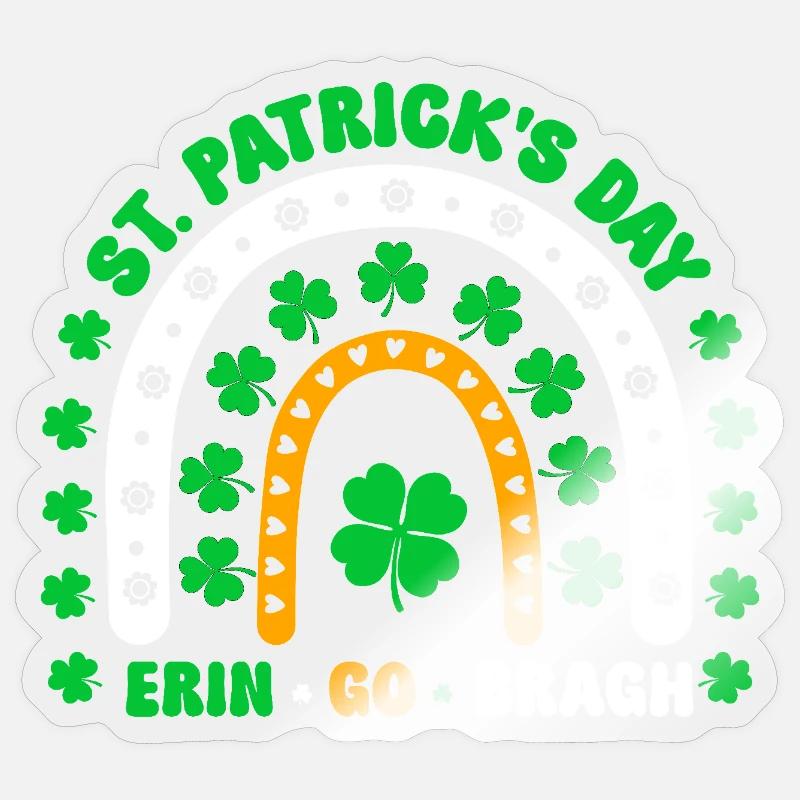 St. Patricks Day Boho Regenbogen Design mit Kleeblättern Sticker Größe S (10 x 10 cm)