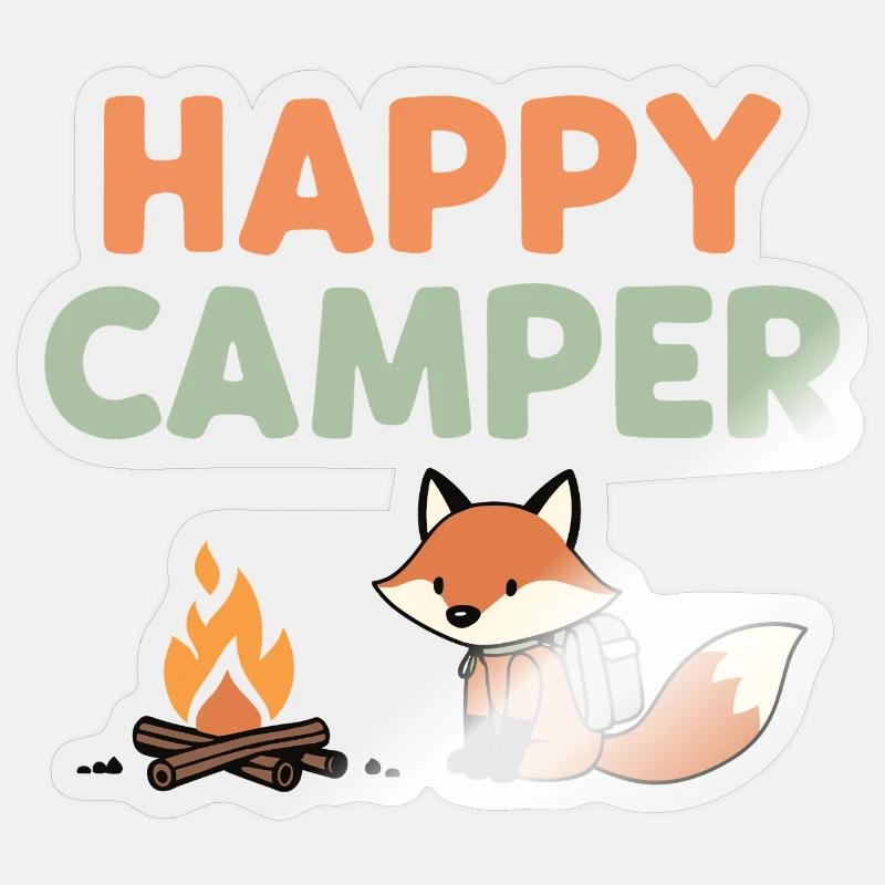 Happy Camper Fox at Campfire Sticker size S (10 x 10 cm)