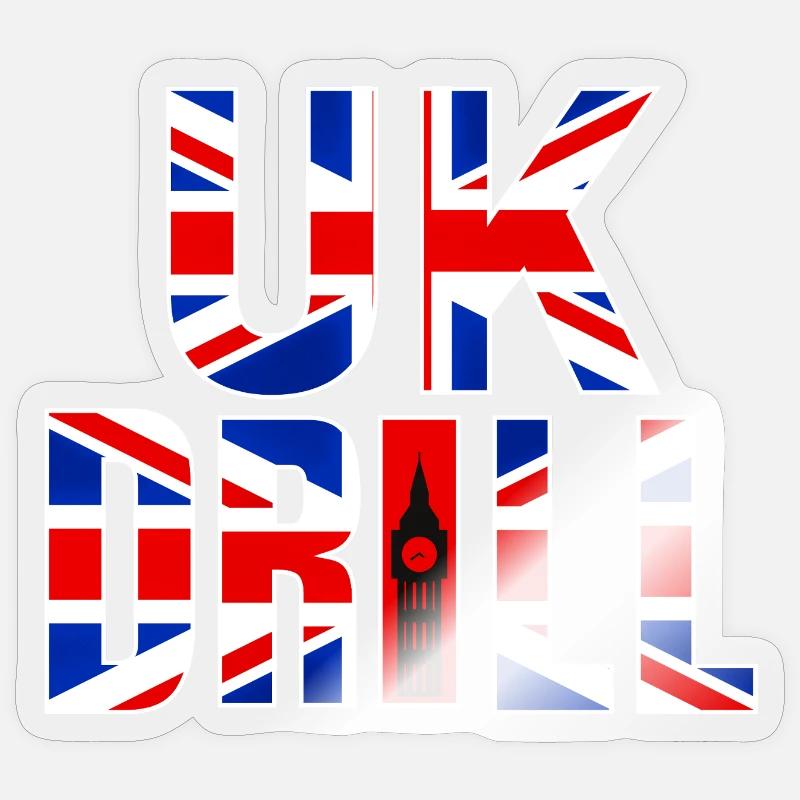UK DRILL - Sticker size S (10 x 10 cm) - transparent glossy