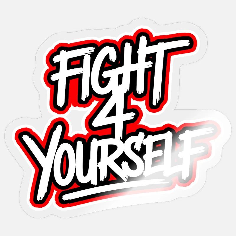 Combattez-vous à 4 vous-même - Sticker taille S (10 x 10 cm) - brillant transparent