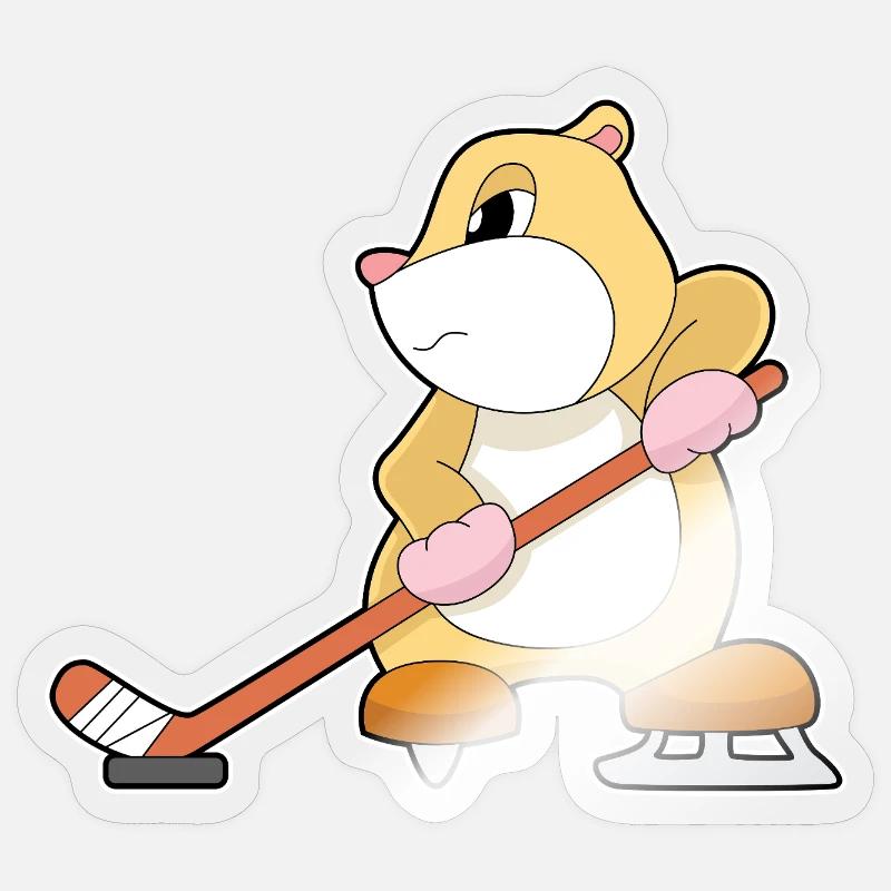 Hamster Eishockey Eishockeyschläger - Sticker Größe S (10 x 10 cm) - Transparent glänzend